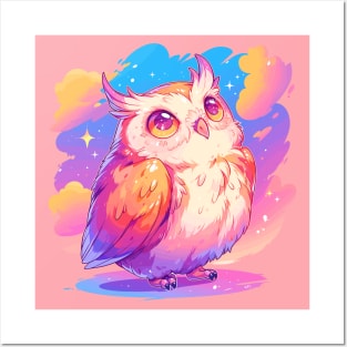 Cute owl with vivid colors Posters and Art